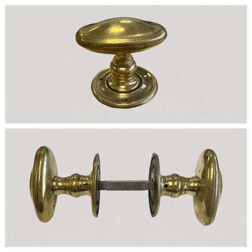 C269 1 x Pair of Oval Door Knobs, Back Plates & Spindle Sale (Polished)